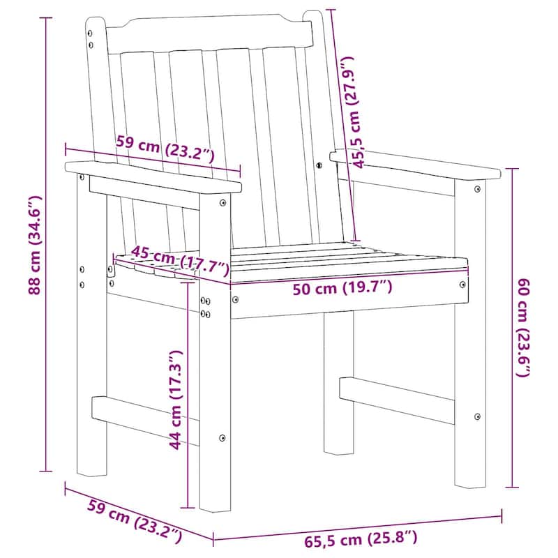 vidaXL Garden Dining Chairs 4 pcs Black 25.8x21.8x34.6 in HDPE - 25.8 x 23.2 x 34.6