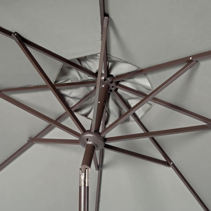 SAFAVIEH Ronette Fringe 9 Ft Crank Outdoor Umbrella