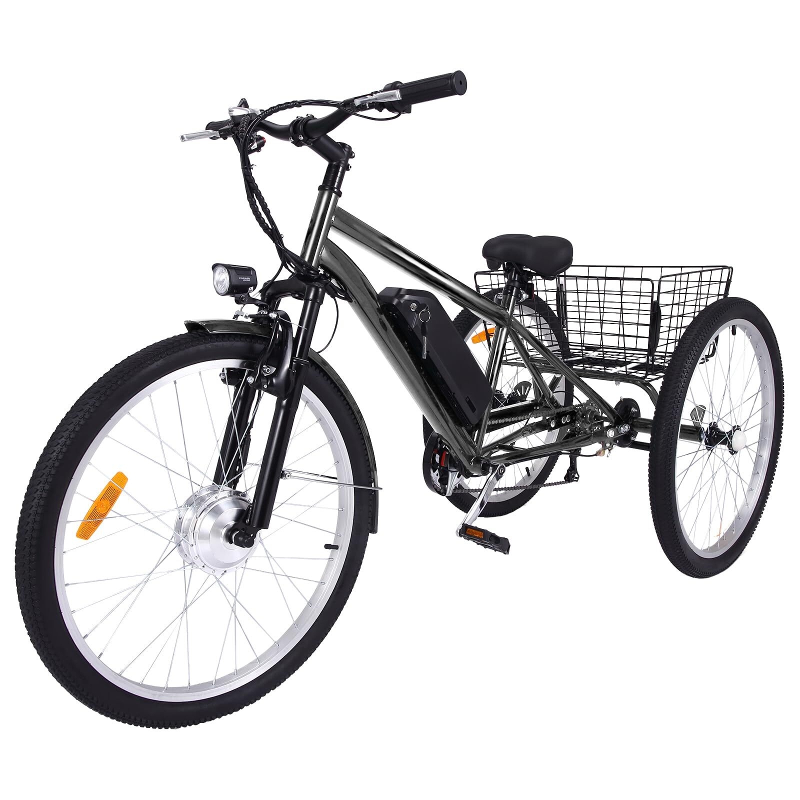 Electric Tricycle for Adults 24 26 3 Wheel Mountain Electric Bicycle with Basket On Sale Bed Bath Beyond 40722763