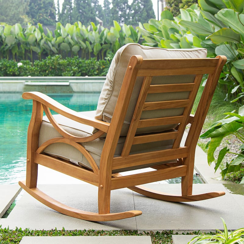 Cambridge Casual Lowell Teak Outdoor Rocking Chair with Cushion