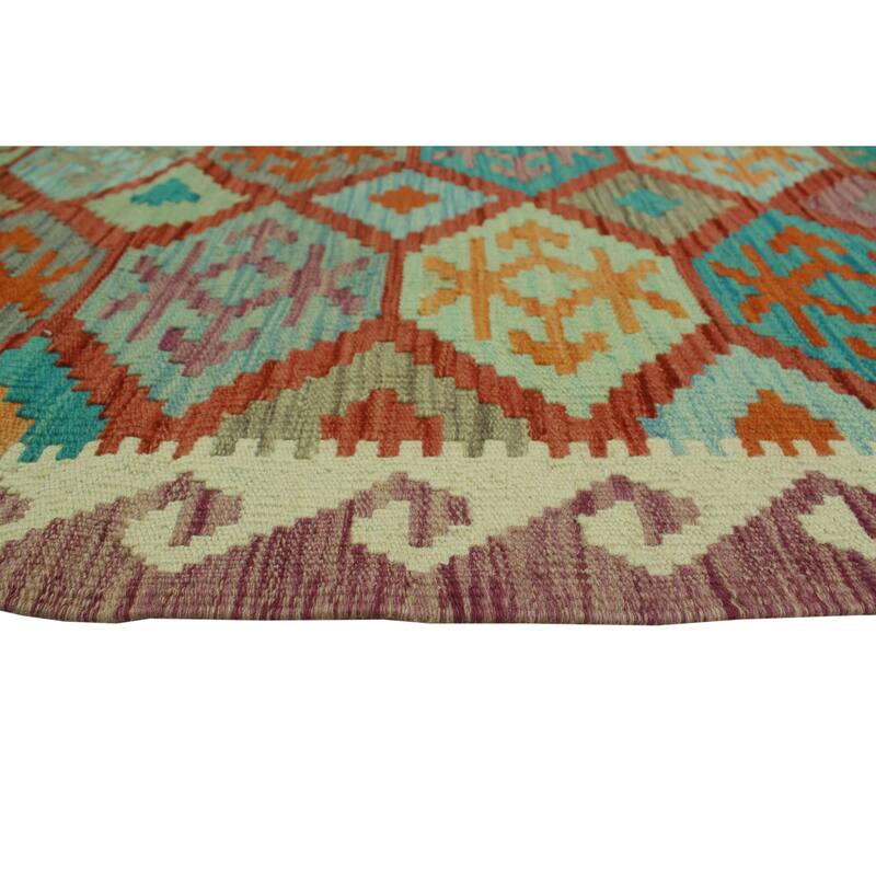 Hand-Woven Sangat Kilim Gulshakh Purple/Ivory Runner - 2'8" x 9'5"