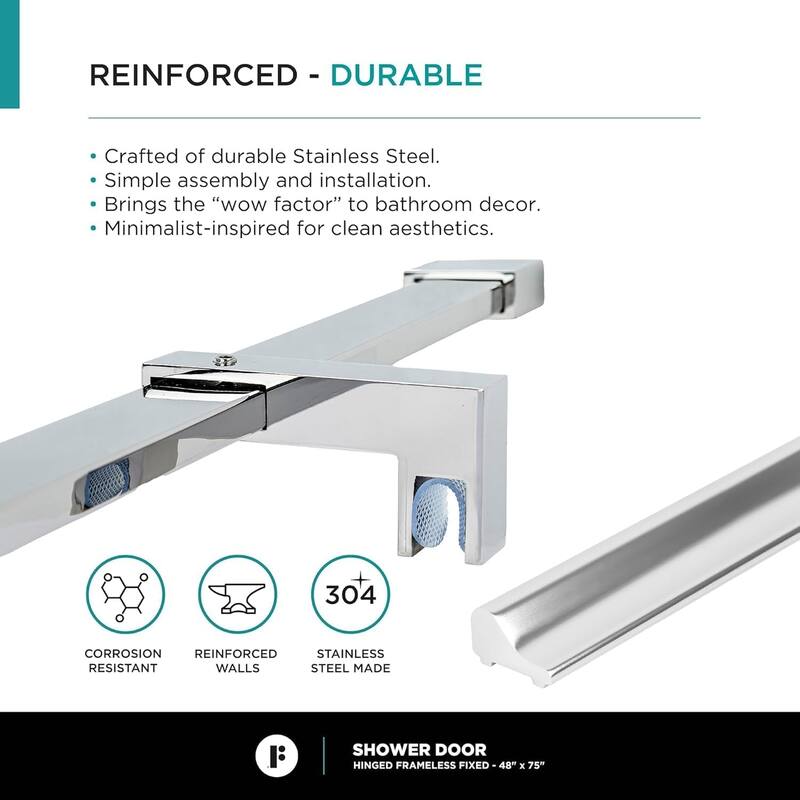 Frameless Clear Tempered Shower Glass Door with Shower Base Kit