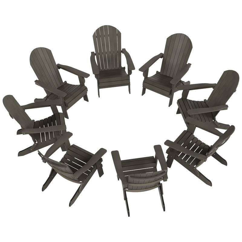 Vineyard HIPS Outdoor Folding Eco-Friendly All Weather Seashell Adirondack Chairs (8-Piece Conversation Set)