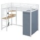 preview thumbnail 9 of 38, Functional Fabric Wardrobe Loft Bed with Metal Frame, Integrated Desk, Power Outlet & LED Light, Twin Size