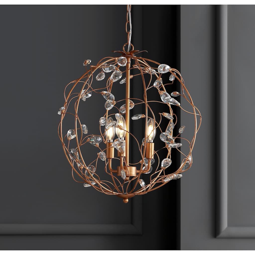 Toronto 20" Adjustable Metal/Glass LED Pendant, Antique Gold by JONATHAN Y