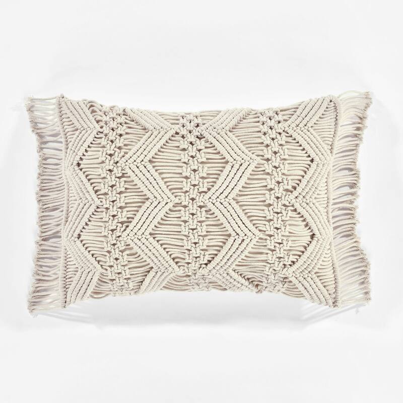 Lush Decor Studio Chevron Macrame Decorative Pillow Cover
