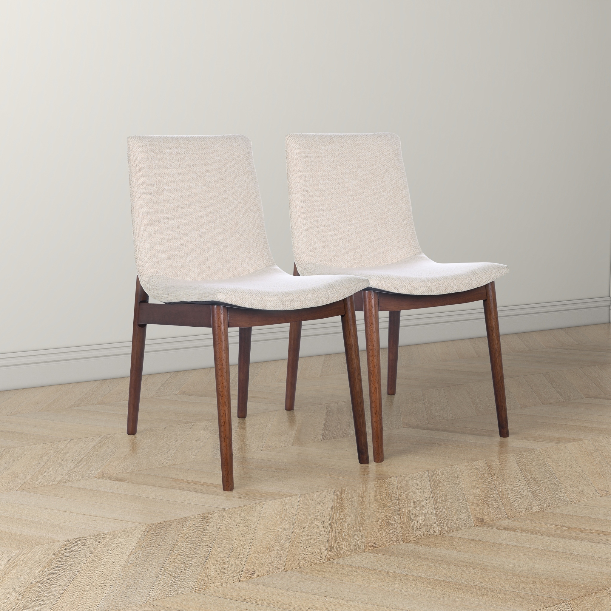Maralunga Solid Wood Italian Style Linen Dining Chair (Set of 2)