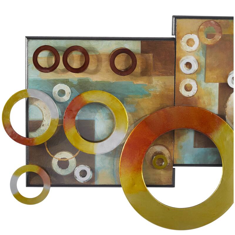 Wooden Geometric Wall Decor with Overlapping Circle Cutouts - Multi Colored - Roche River Decor