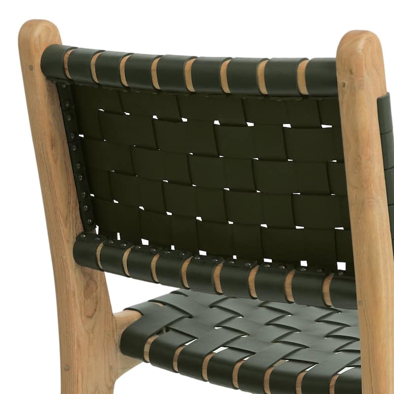 Poly and Bark Banda Teak & Leather Counter Height Stool - Solid Wood Frame
