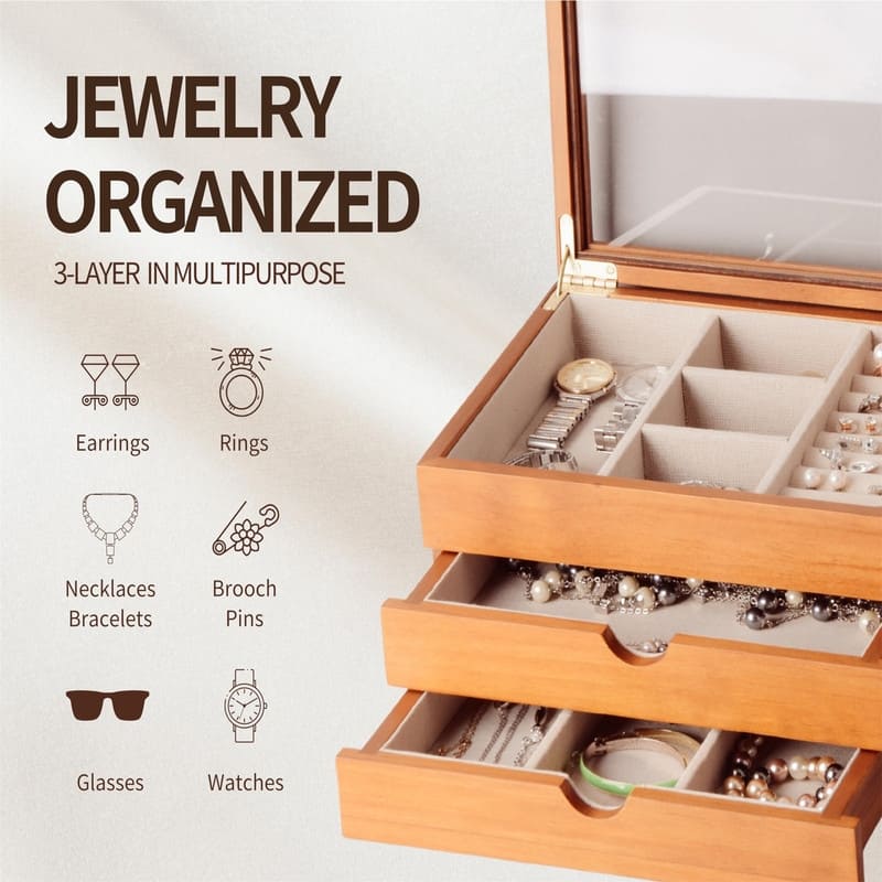 Jewelry Box with Glass Lid
