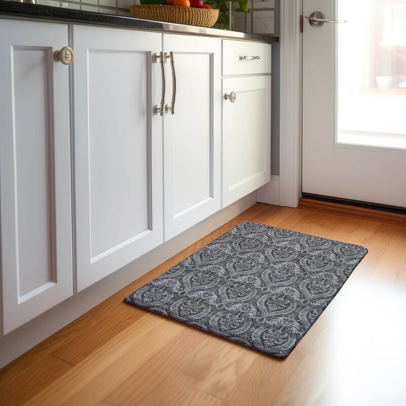 Premium Washable Super Soft Traditional Damask Mayfield Rug - Gray - 1' 8" x 2' 6" - Rectangle
