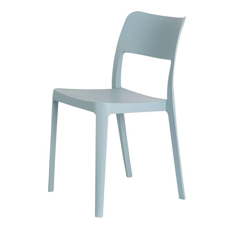 HomeRoots Set of Two Baby Blue Heavy Duty Plastic Outdoor Stacking Accent Chairs
