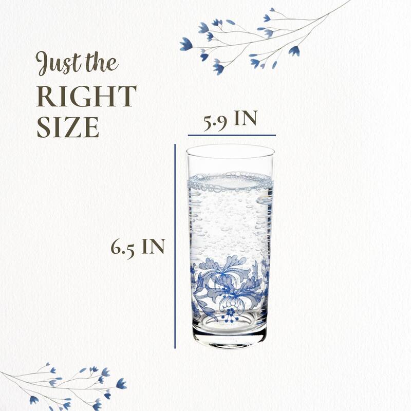 Spode Blue Italian Set of 4 Glasses - 15 oz