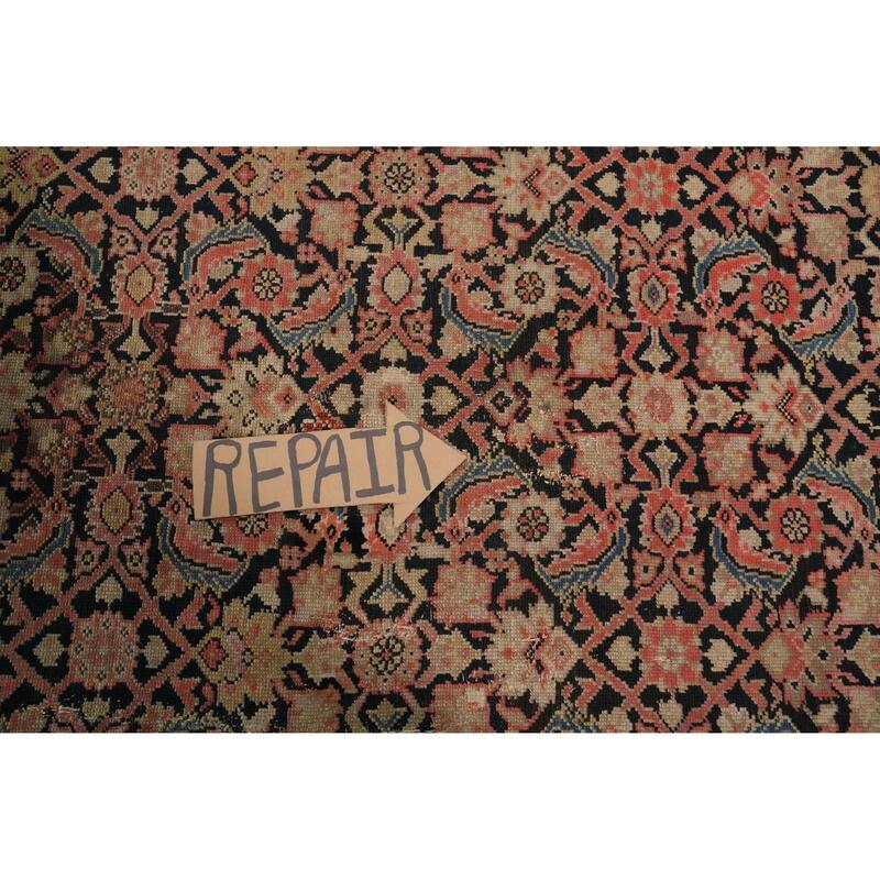 Hand Knotted Oriental 100% Wool Carpet Traditional Geometric Black Malayer Area Rug - 6' 5'' X 4' 5''
