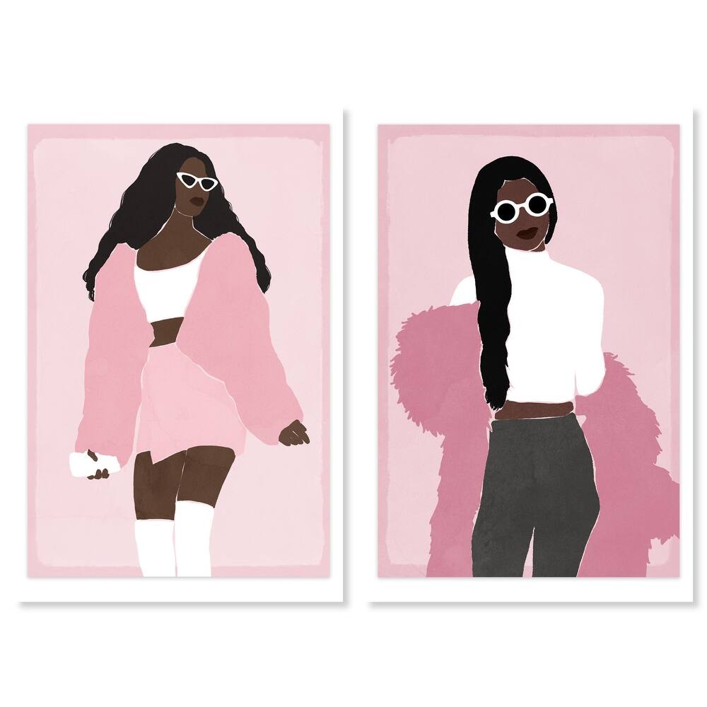 Wynwood Studio Fashion and Glam Bubblegum Queens SET Pink and Rose Pink Modern & Contemporary Wall Art Canvas Print