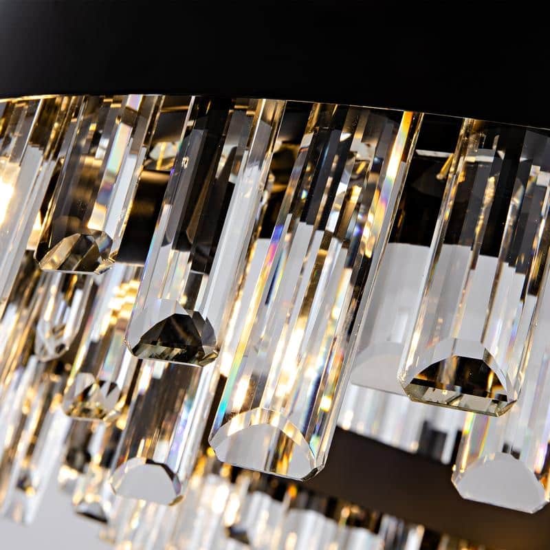 KAYLA 35in Dimmable Black Rectangle Crystal Chandelier - 35.4in