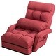 preview thumbnail 1 of 18, Costway Folding Floor Armchair w/ 6-position Adjustable Back & Lumbar - 69.5'' X 27'' X 5.5'' Red