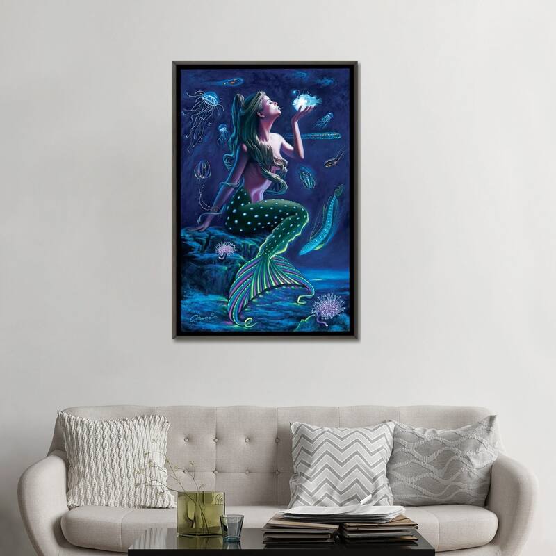 iCanvas "Bioluminescent Mermaid" by Wil Cormier Framed