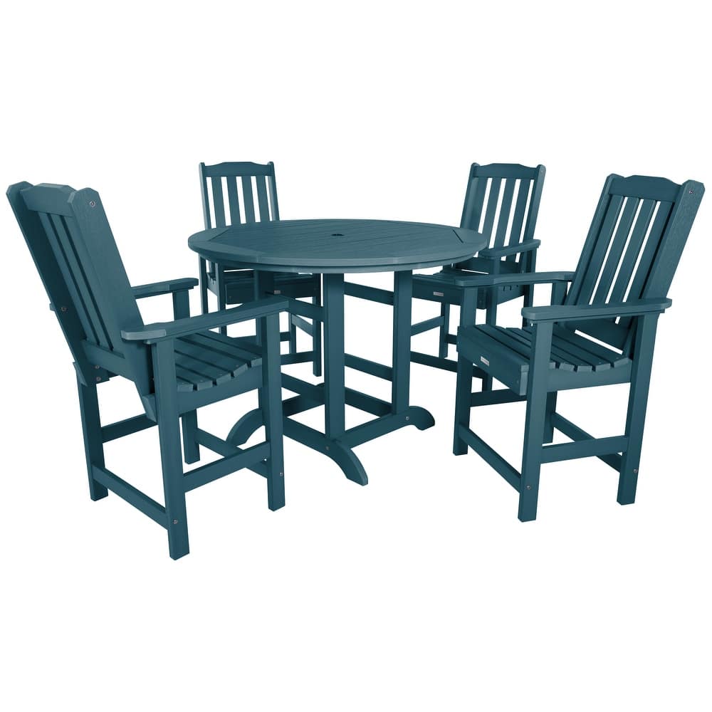 Lehigh 5-piece Outdoor Dining Set - 48" Round Table, Counter-height