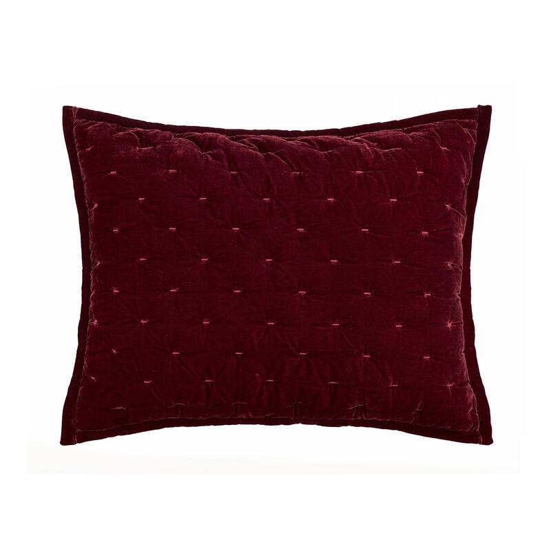 HiEnd Accents Stella Faux Silk Velvet Romantic Western Quilted Pillow Sham, 1PC
