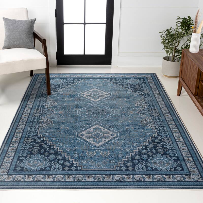 JONATHAN Y Didim Geometric Medallions Machine Washable Area Rug