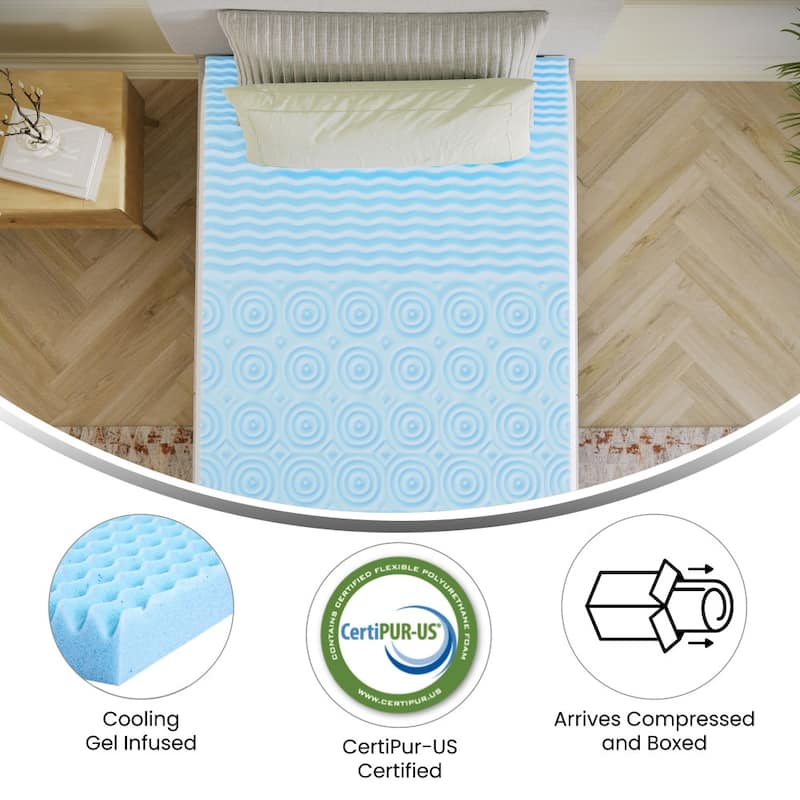 Cooling Gel Infused 5-Zone Memory Foam Mattress Topper - Green