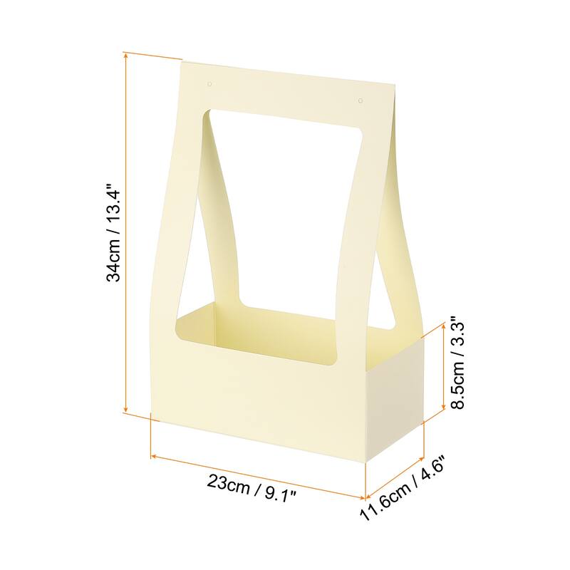 Gift Bags, 5 Pack Christmas Bouquet Wrapping Boxes with Handles - Beige