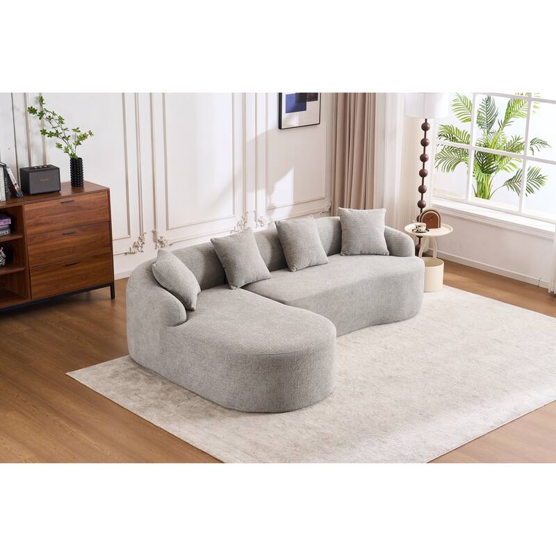 98.4" Chenille L-Shaped Sectional Sofa with Chaise & Pillows