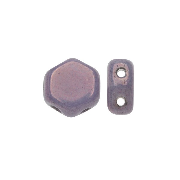 Czech Glass Honeycomb Beads, 2-Hole Hexagon 6mm, 30 Pieces, Purple Vega