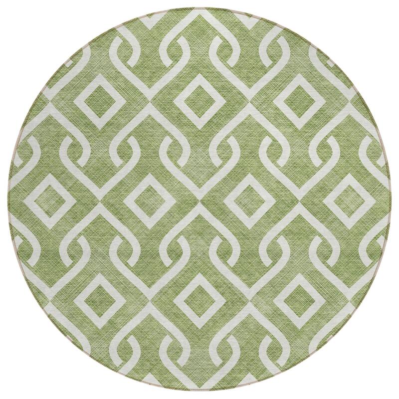 Machine Washable Indoor/ Outdoor Chantille Scroll Trellis Rug