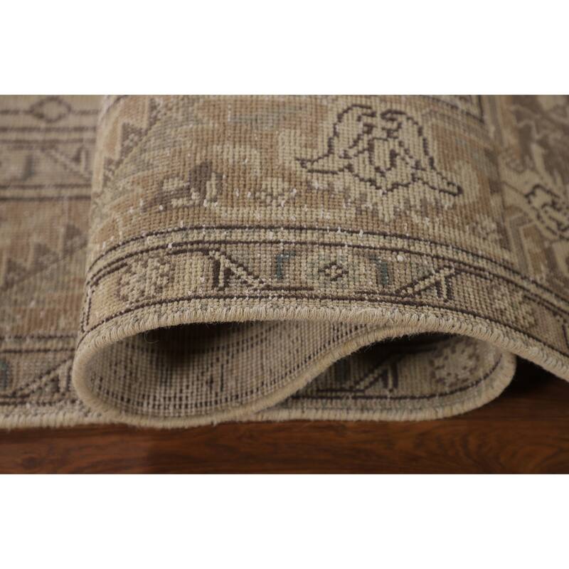 Distressed Tabriz Persian Vintage Rug Handmade Medallion Wool Carpet - 6'5"x 9'6"