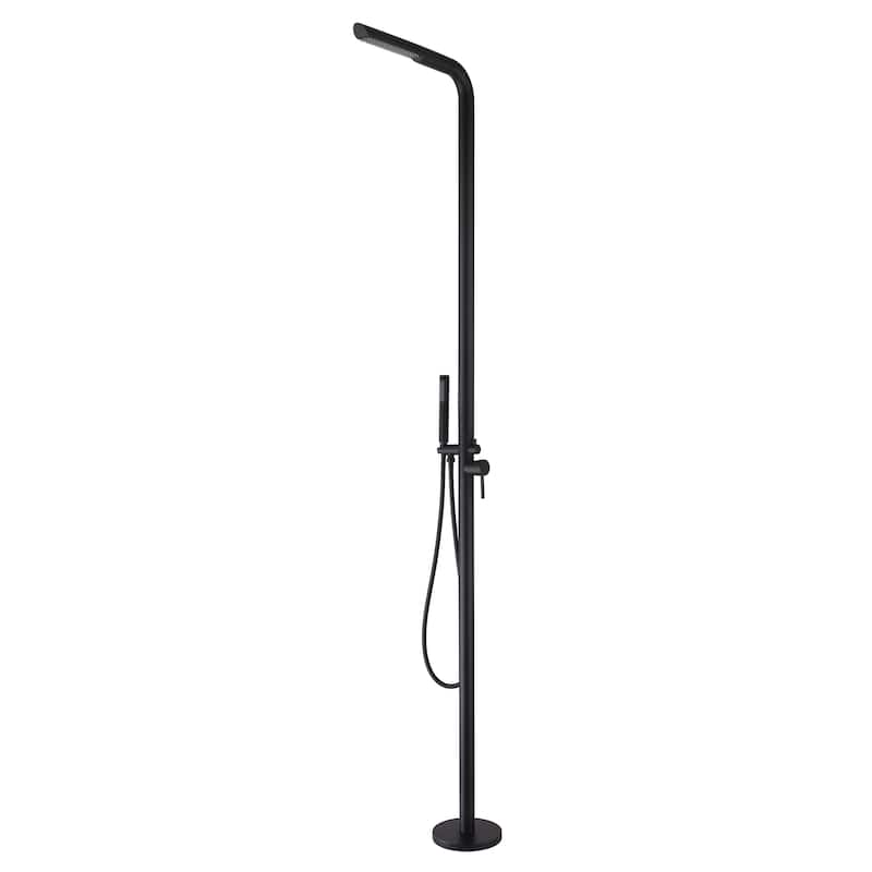 87.5"H Stainless Steel Freestanding Outdoor Shower with Handheld Shower - Matte Black