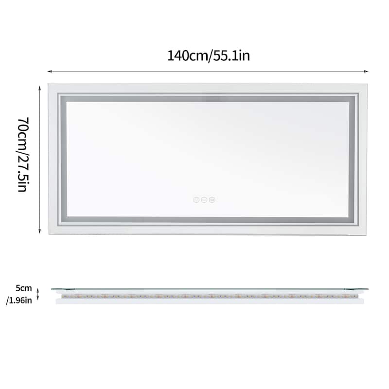 Extra Large Illuminated LED Bathroom Mirror Touch Sensor Anti Fog