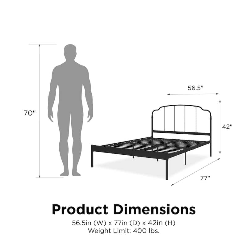 RealRooms Camie Adjustable Height Metal Bed Frame