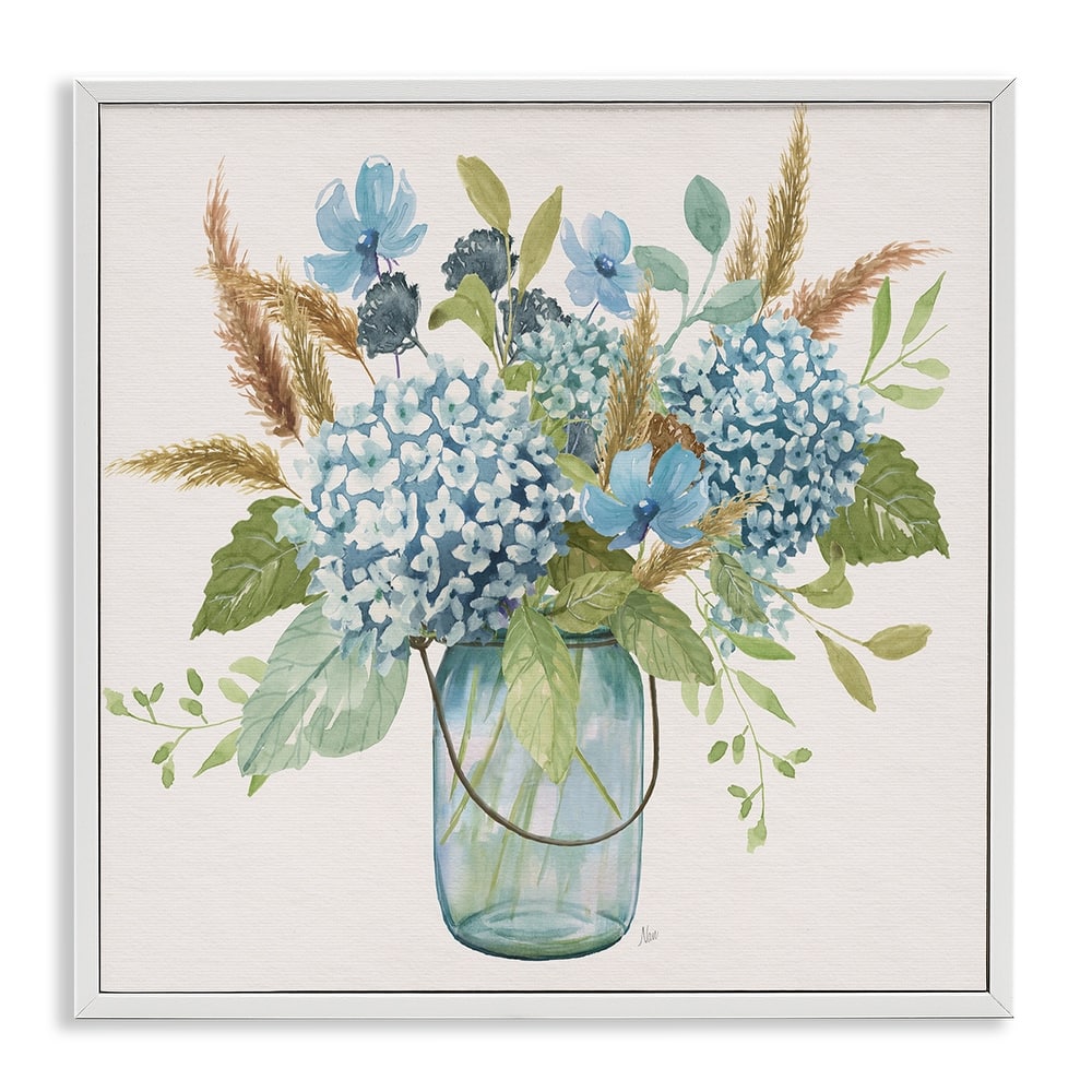 Stupell Hydrangea in Mason Jar Framed Giclee Art Design By Nan