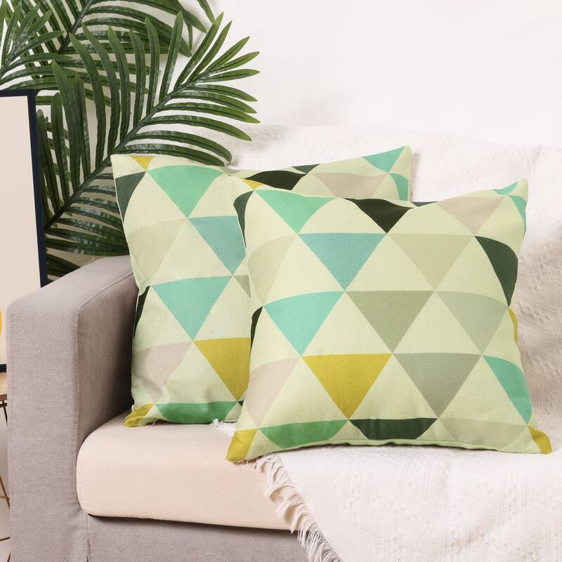 2 Packs of Geometric Triangle Printed Pillow Covers for Home Office
