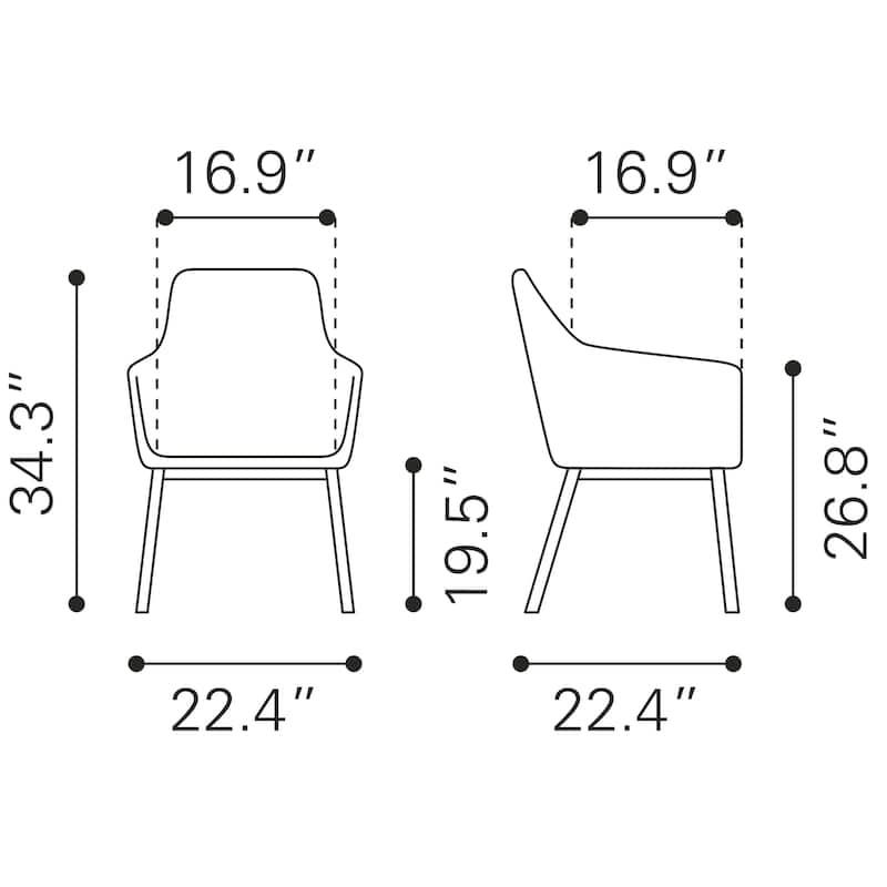 Adage Dining Chair (Set of 2) - 22.4" W x 22.4" D x 33.1" H