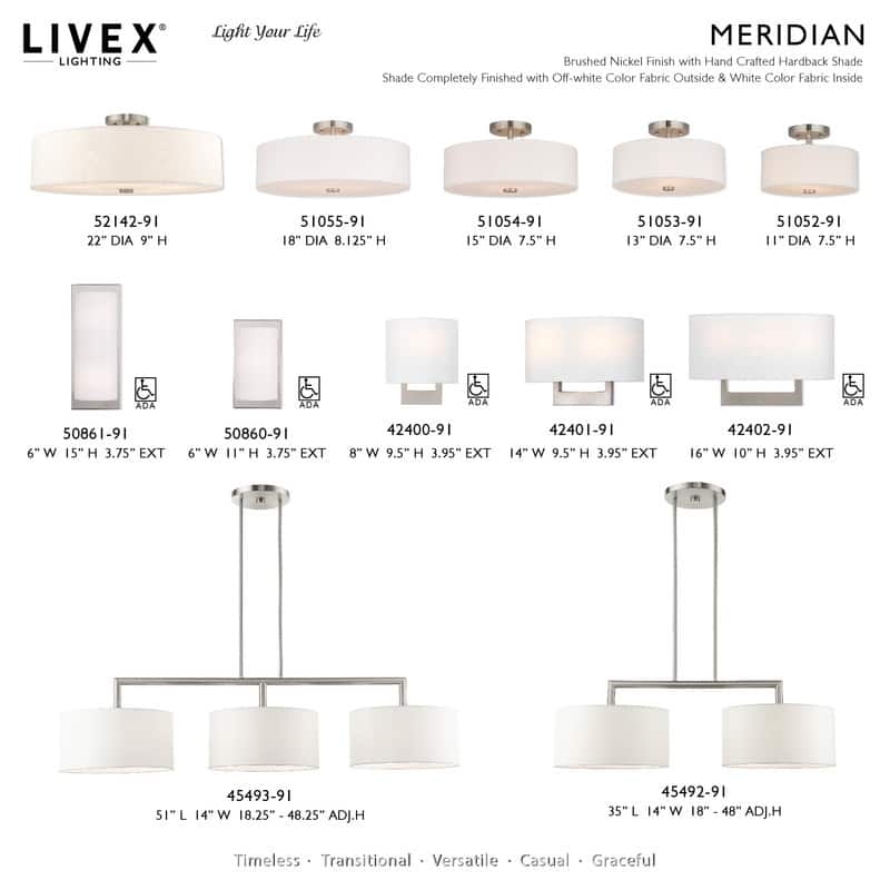 Livex Lighting 3-light Brushed Nickel Wall Sconce, 42402-91 - 16" W X 10" H X 3.95" EXT