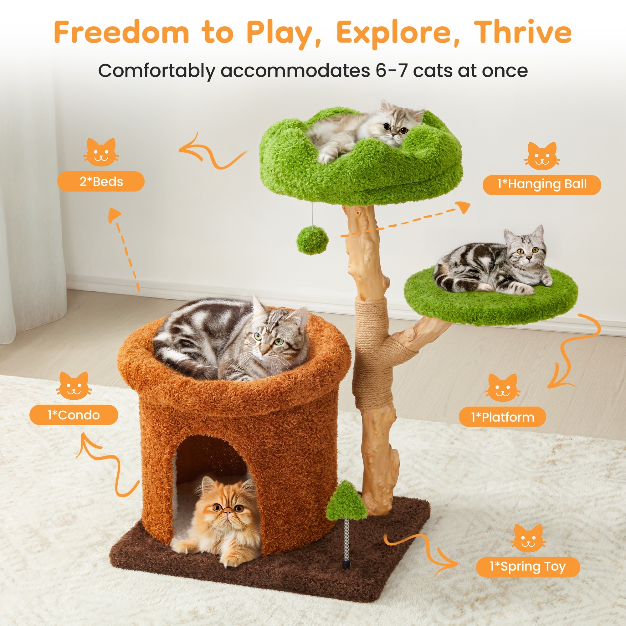 32-Inch Multi-Level Cute Cat Tree - Overstock - 42983328