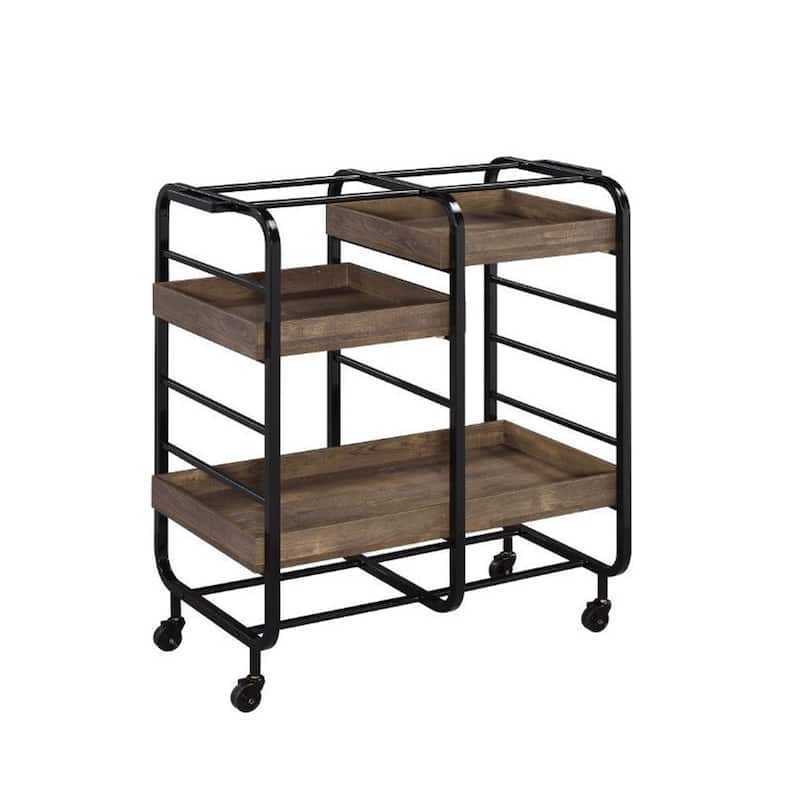 ACME Vorrik Serving Cart in Black & Walnut - Serving Cart