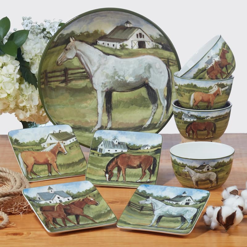 Certified International York Stables 10.5" Dinner Plates, Set of 4 - 11' x 11'
