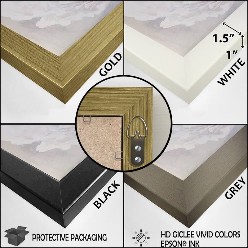 Designart "Golden Radiance I" Abstract Landscape Framed Wall Art Living Room