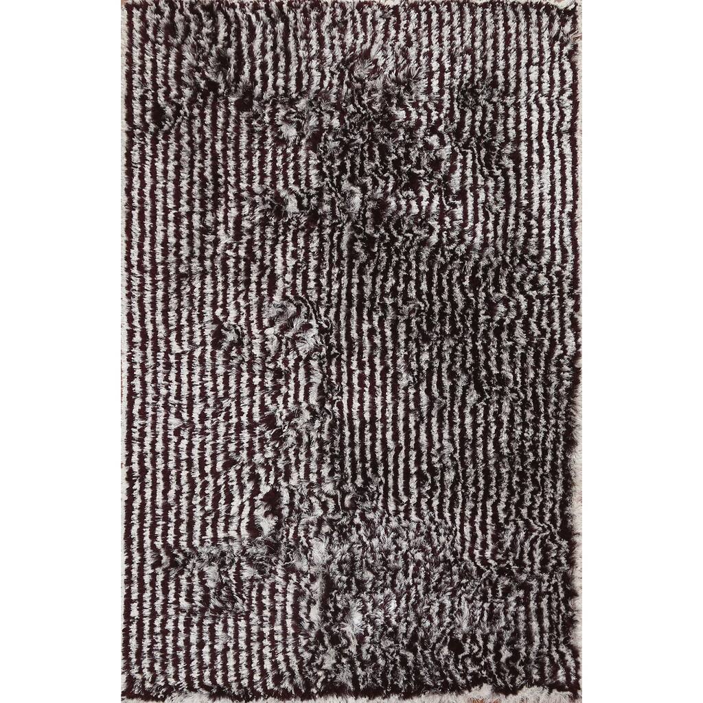 Contemporary Shaggy Oriental Area Rug Hand-tufted Home Decor Carpet - 5'0" x 7'11"