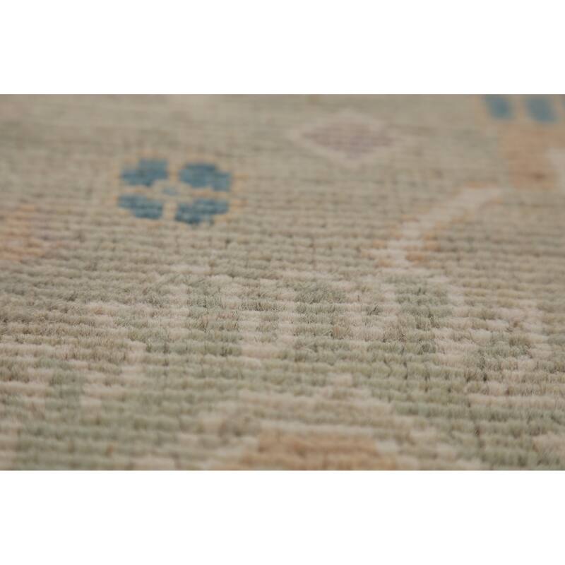 Hand Knotted Oriental 100% Wool Carpet Transitional All-Over Navy Blue & Blues Oushak Area Rug - 12' 0'' X 8' 9''