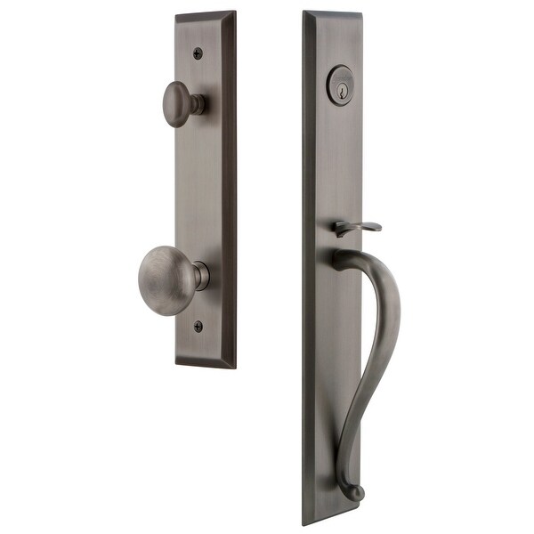 Grandeur FAVSGRFAV_ESET_234 Fifth Avenue Solid Brass Rose Keyed Entry Single Cylinder Full Plate "S" Grip Handleset with Fifth