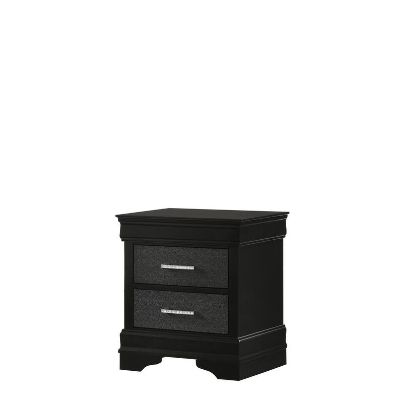 Black 2 Drawer 15.8 in. W Nightstand with Sturdy Hardware and Ample Storage