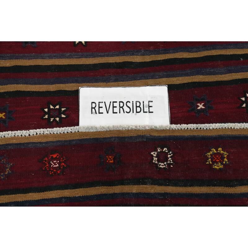 Hand Woven Oriental 100% Wool Carpet Southwestern Tribal Red Kilim Area Rug - 7' 6'' X 6' 1''