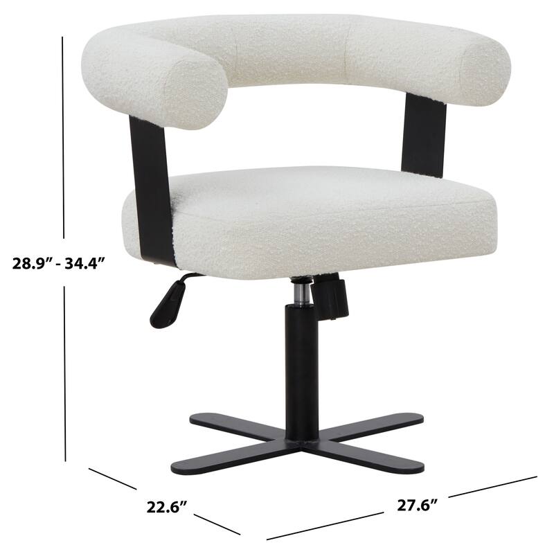 Baron 24-inch Adjustable Desk Chair - 28Wx23Dx34H - Ivory/Black