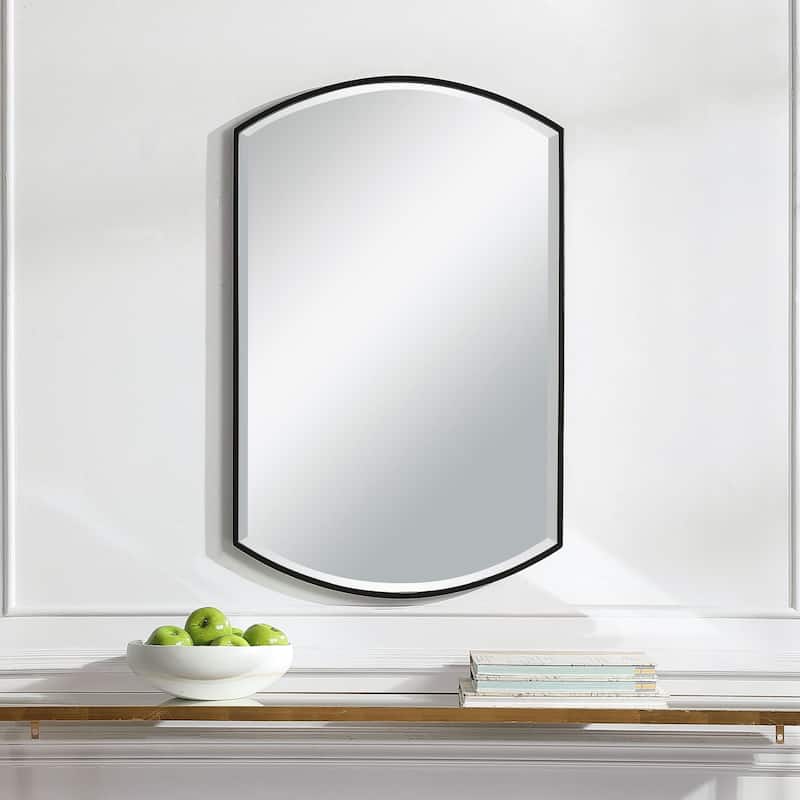Uttermost Shield 38" x 24" Framed Contemporary Vanity Bathroom Mirror - Satin Black