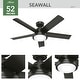 preview thumbnail 3 of 13, Hunter 52" Seawall Outdoor Ceiling Fan with LED Light Kit, Wall Control - Wet Rated!